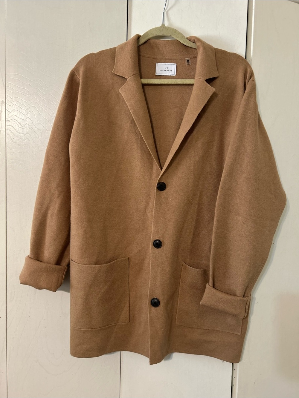 7 Diamonds Men's Soft Camel Pea Coat
